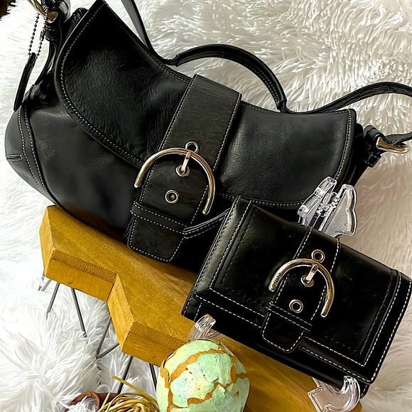 Coach Handbags - Coach Soho Buckle Flap Leather Shoulder Bag & Wallet